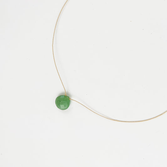 Green Aventurine Gem Teardrop Necklace